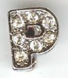 1 9mm Silver Slider with Rhinestones - Letter "P"